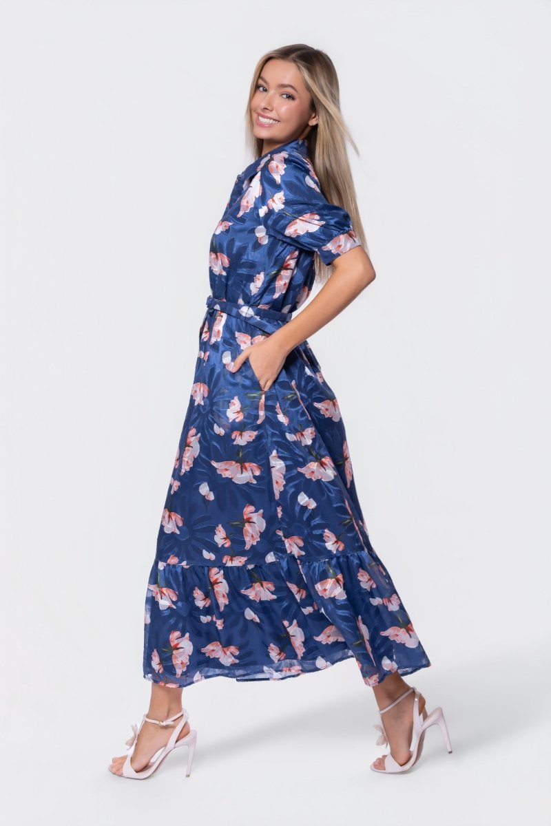 Rosalie Dress (Navy Pattern) - Dress - Yakira Bella