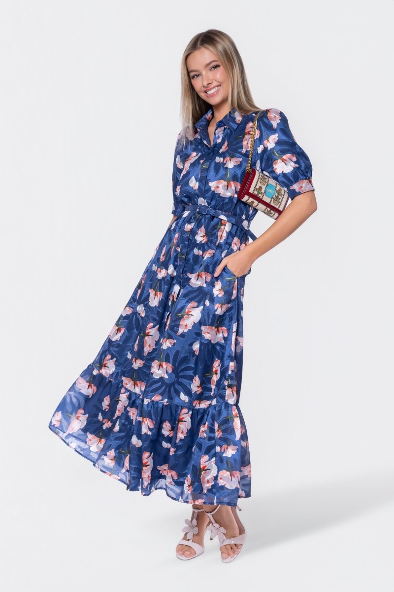Rosalie Dress (Navy Pattern) - Dress - Yakira Bella