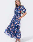 Rosalie Dress (Navy Pattern) - Dress - Yakira Bella
