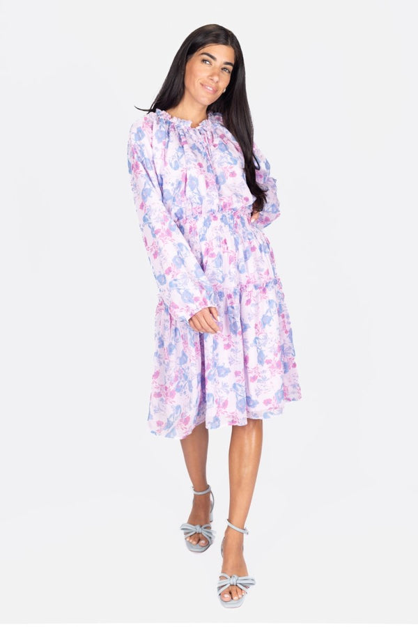 ROSALINA DRESS 39" (BLUE/PINK) - Dress - Yakira Bella