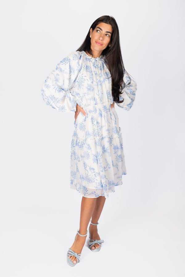 ROSALINA DRESS 39" (BLUE/WHITE) - Dress - Yakira Bella