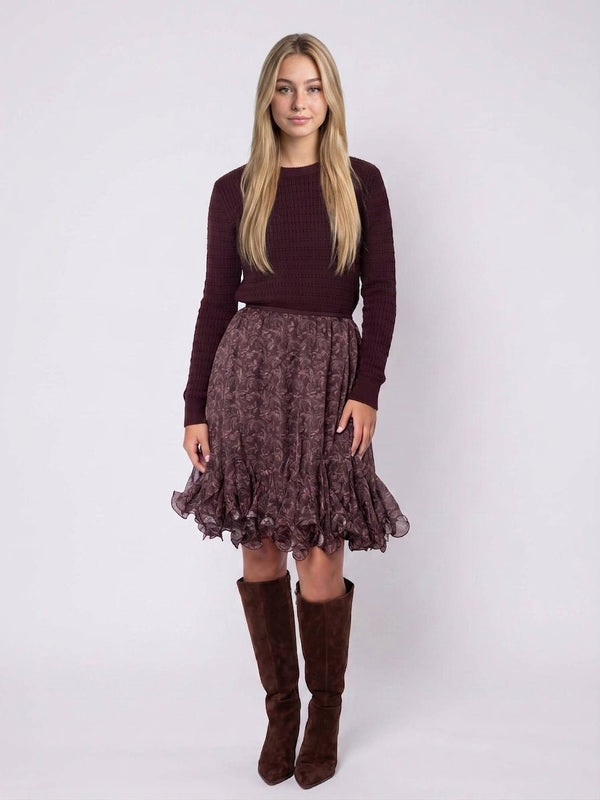 Sandy Skirt 23" (Burgundy Pattern) - Skirt - Yakira Bella