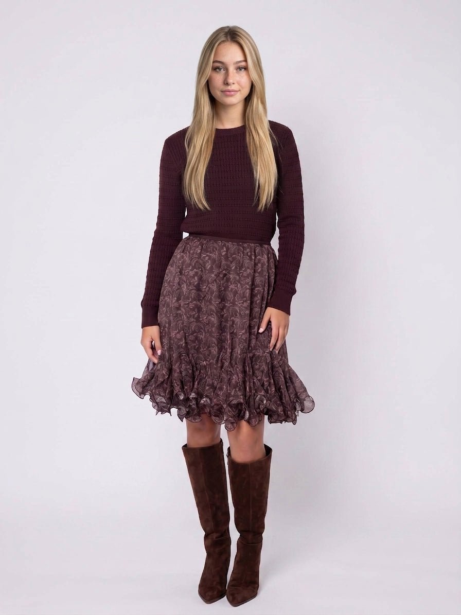 Sandy Skirt 23" (Burgundy Pattern) - Skirt - Yakira Bella