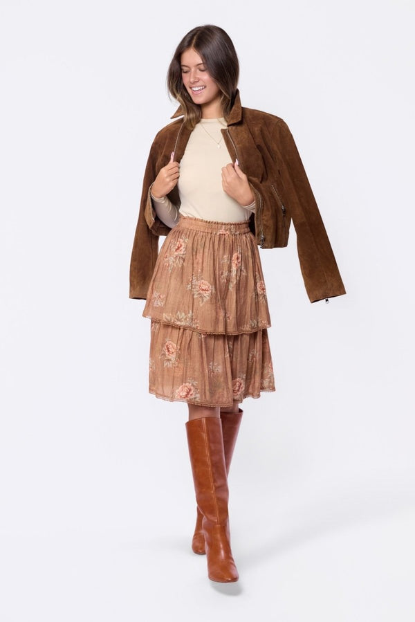 Sara Skirt 23" (Brown Flower) - Skirt - Yakira Bella