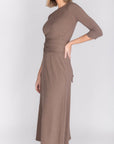 SARAH DRESS 3/4 SLEEVES (MOCHA) - Dress - Yakira Bella