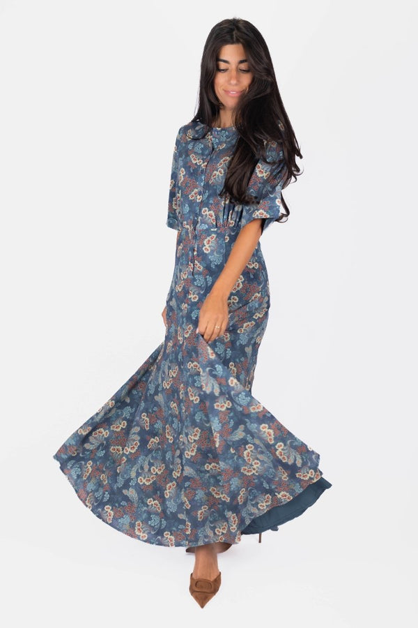 Shana Dress (Blue Pattern) - Dress - Yakira Bella