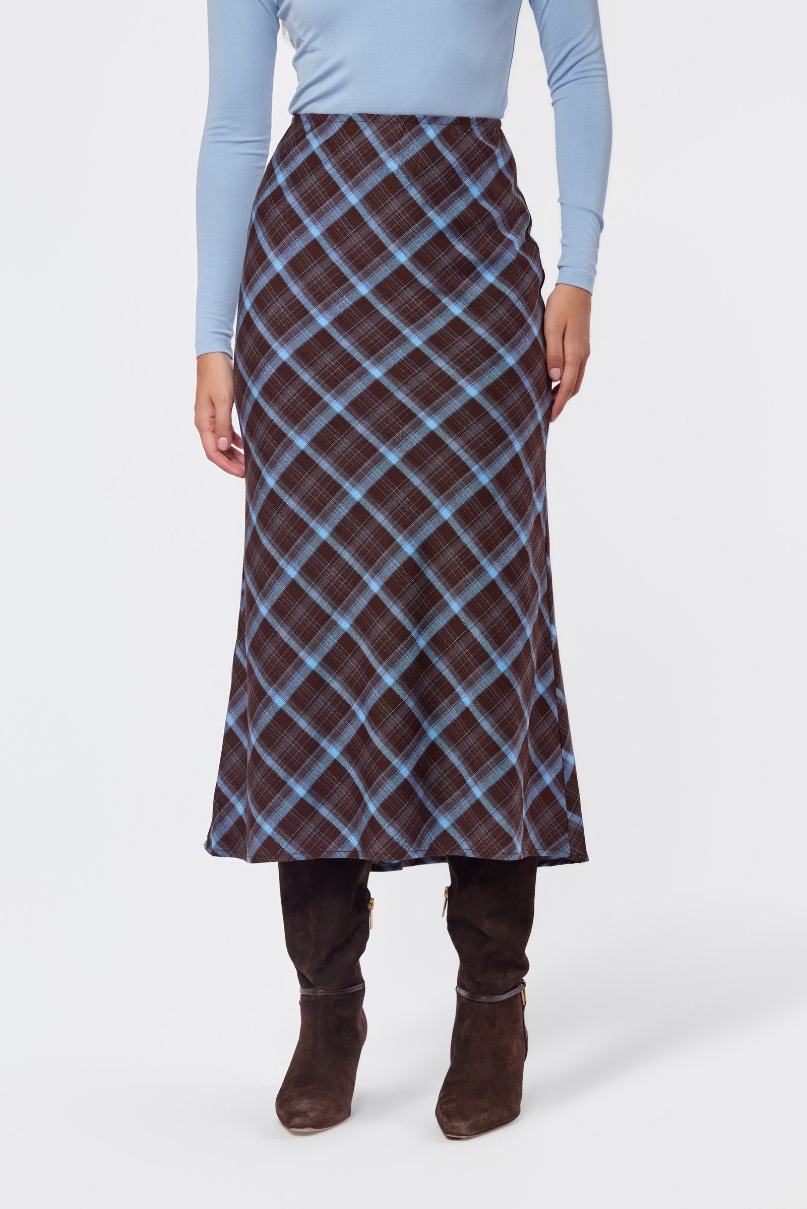 Elenia Skirt (Brown Plaid)