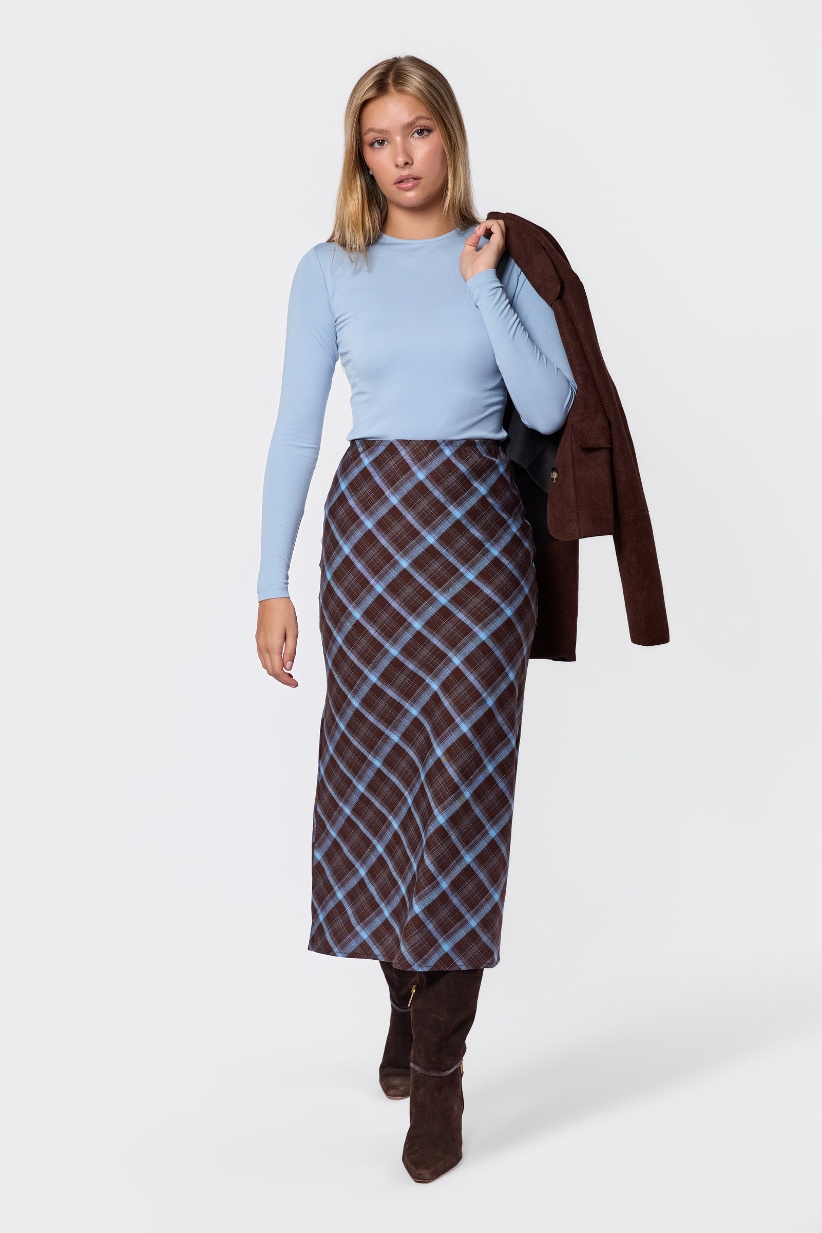 Elenia Skirt (Brown Plaid)