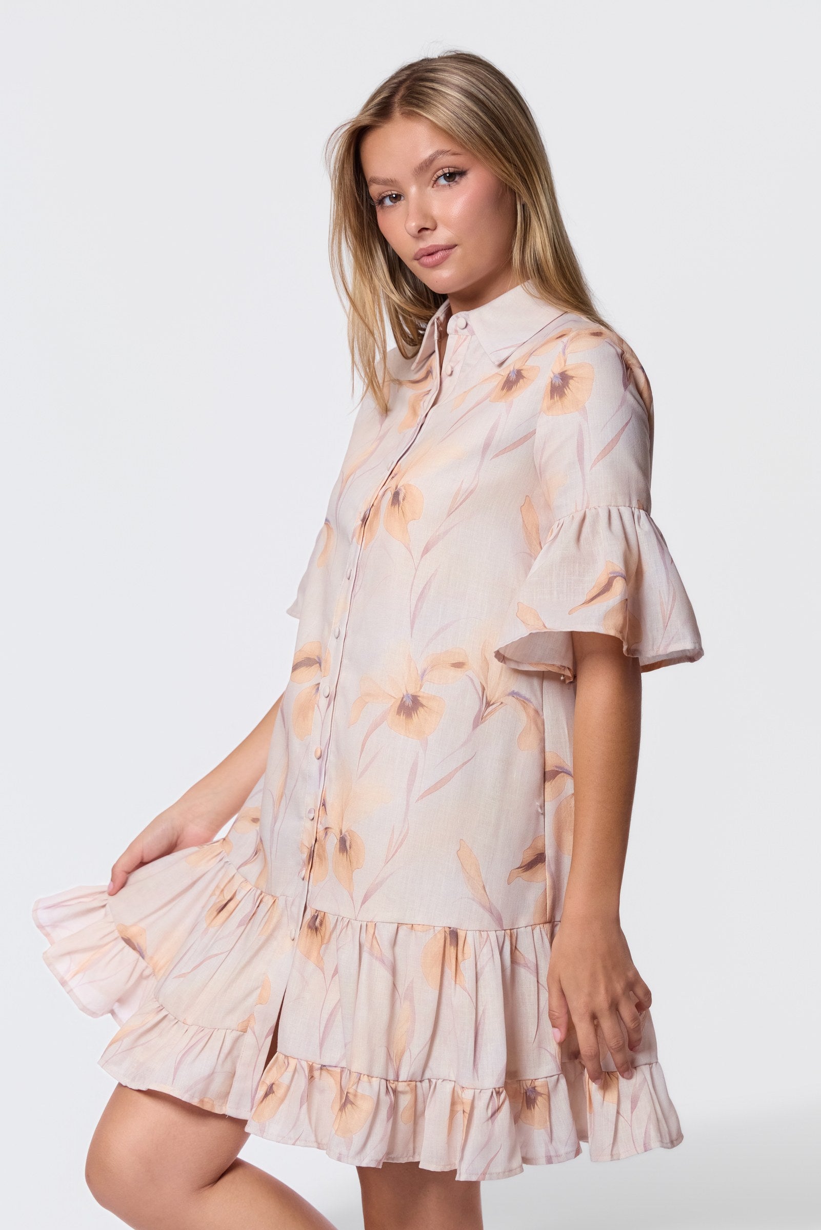 Lola Dress (Beige Pattern)