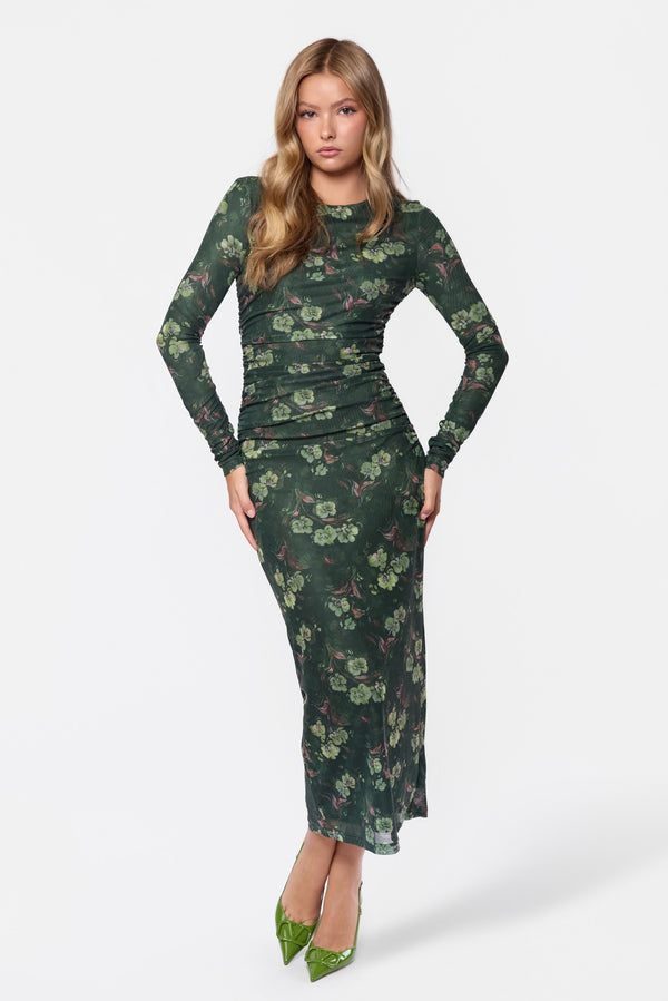 Alia Dress (Olive Green Ground)