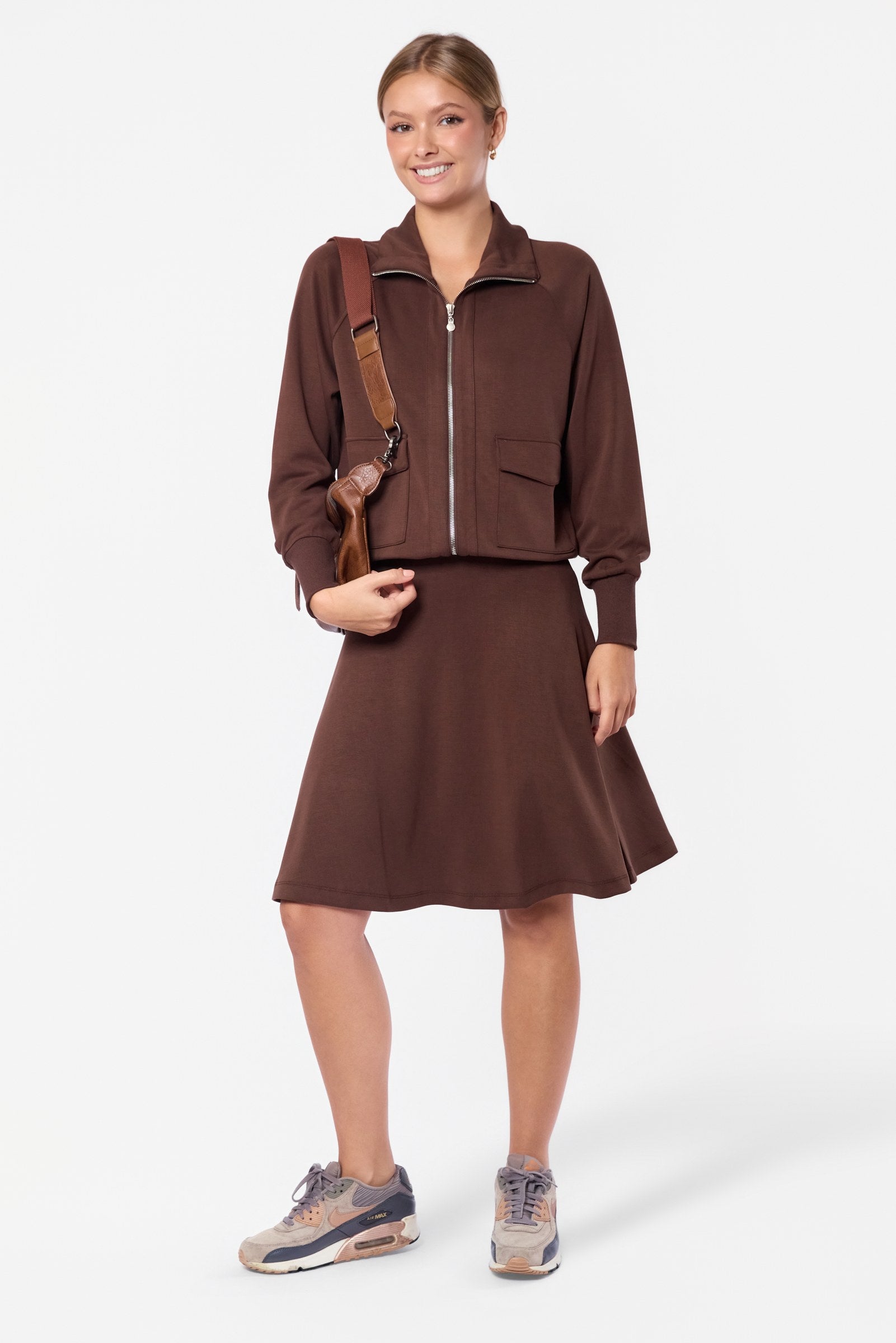 Mina Zip Up Jacket (Dark Brown)