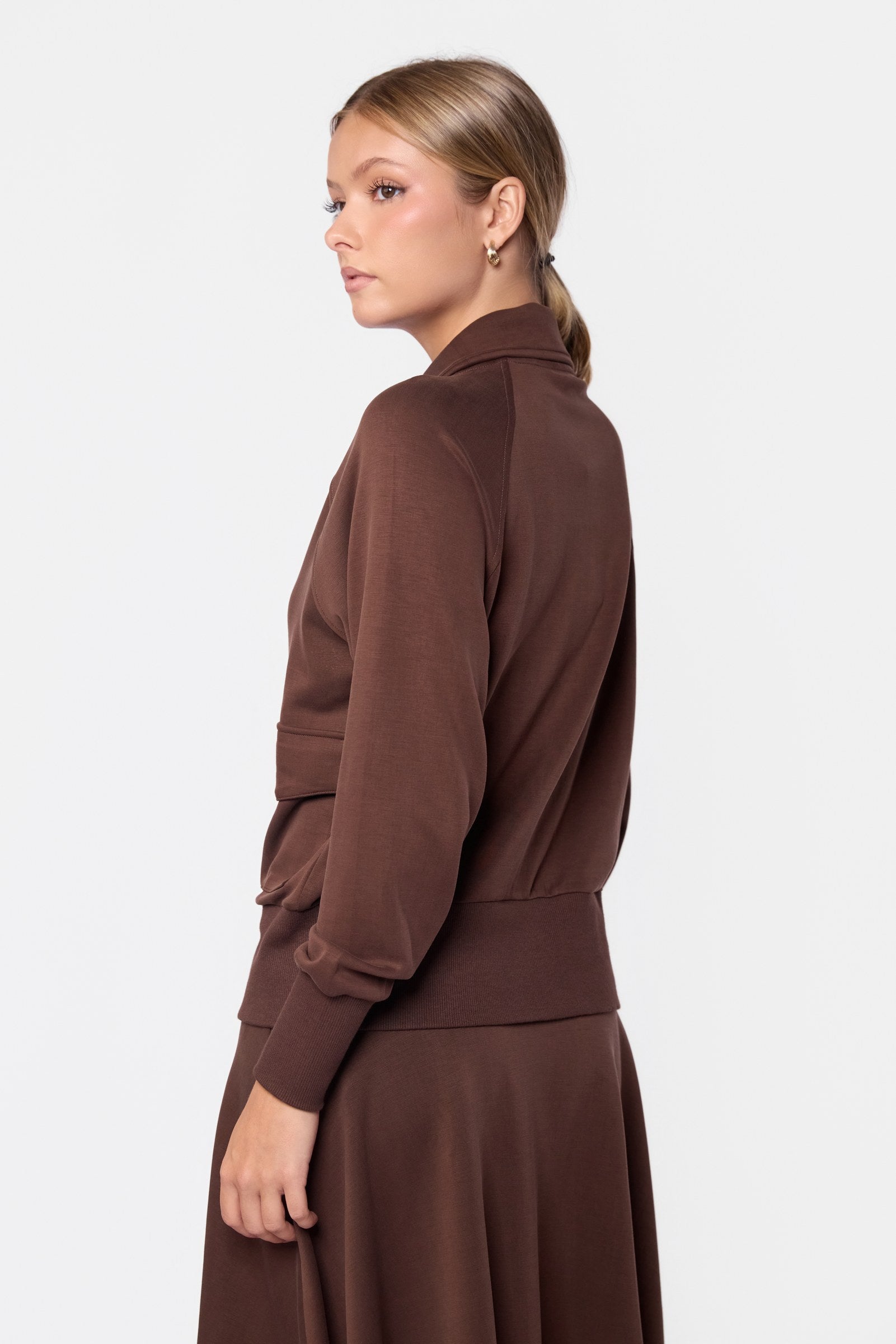 Mina Zip Up Jacket (Dark Brown)