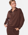 Mina Half Zip Top (Dark Brown)