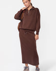 Mina Half Zip Top (Dark Brown)