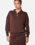 Mina Half Zip Top (Dark Brown)