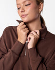 Mina Half Zip Top (Dark Brown)