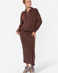 Mina Half Zip Top (Dark Brown)