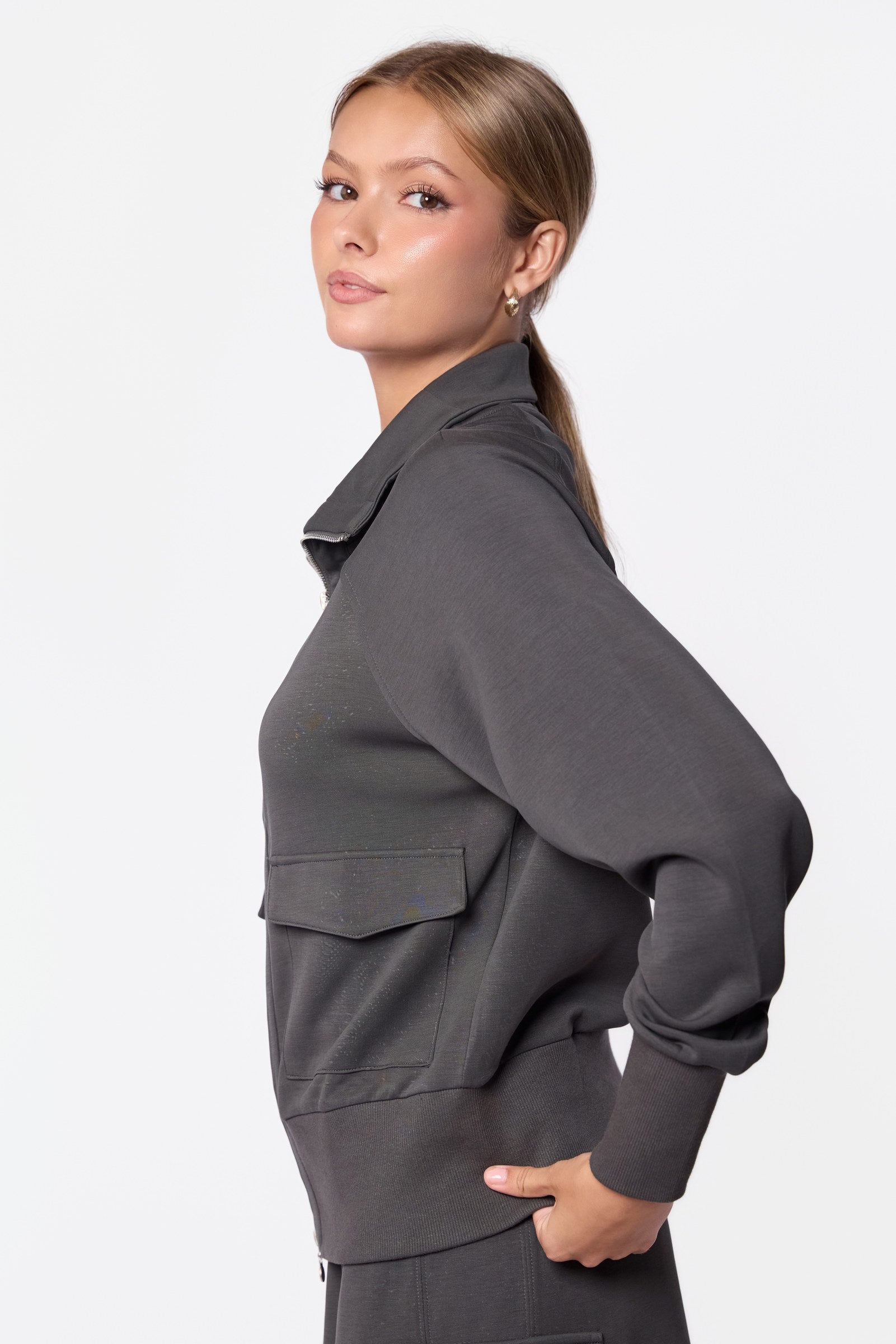 Mina Zip Up Jacket (Olive)