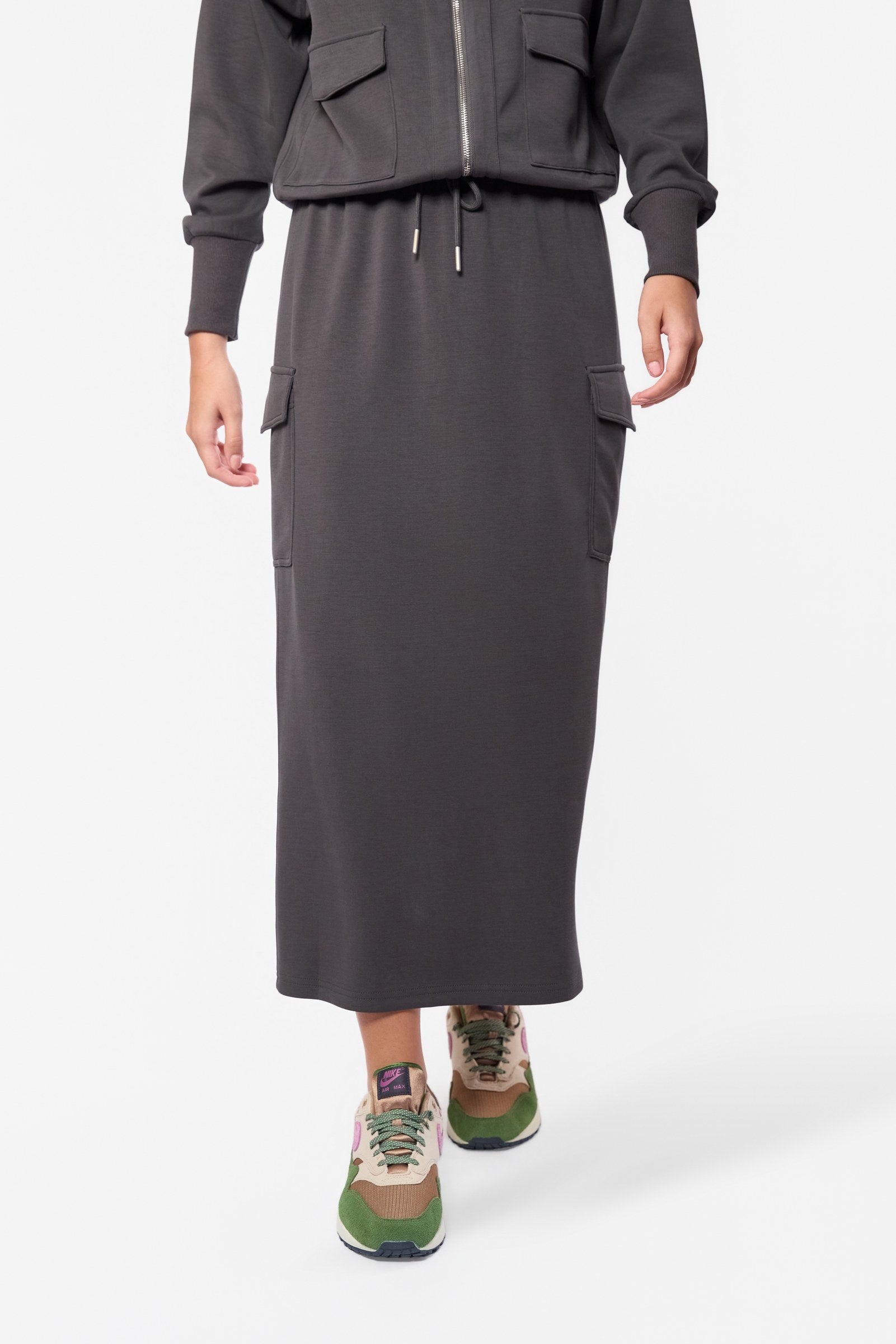 Mina Cargo Skirt 35" (Olive)