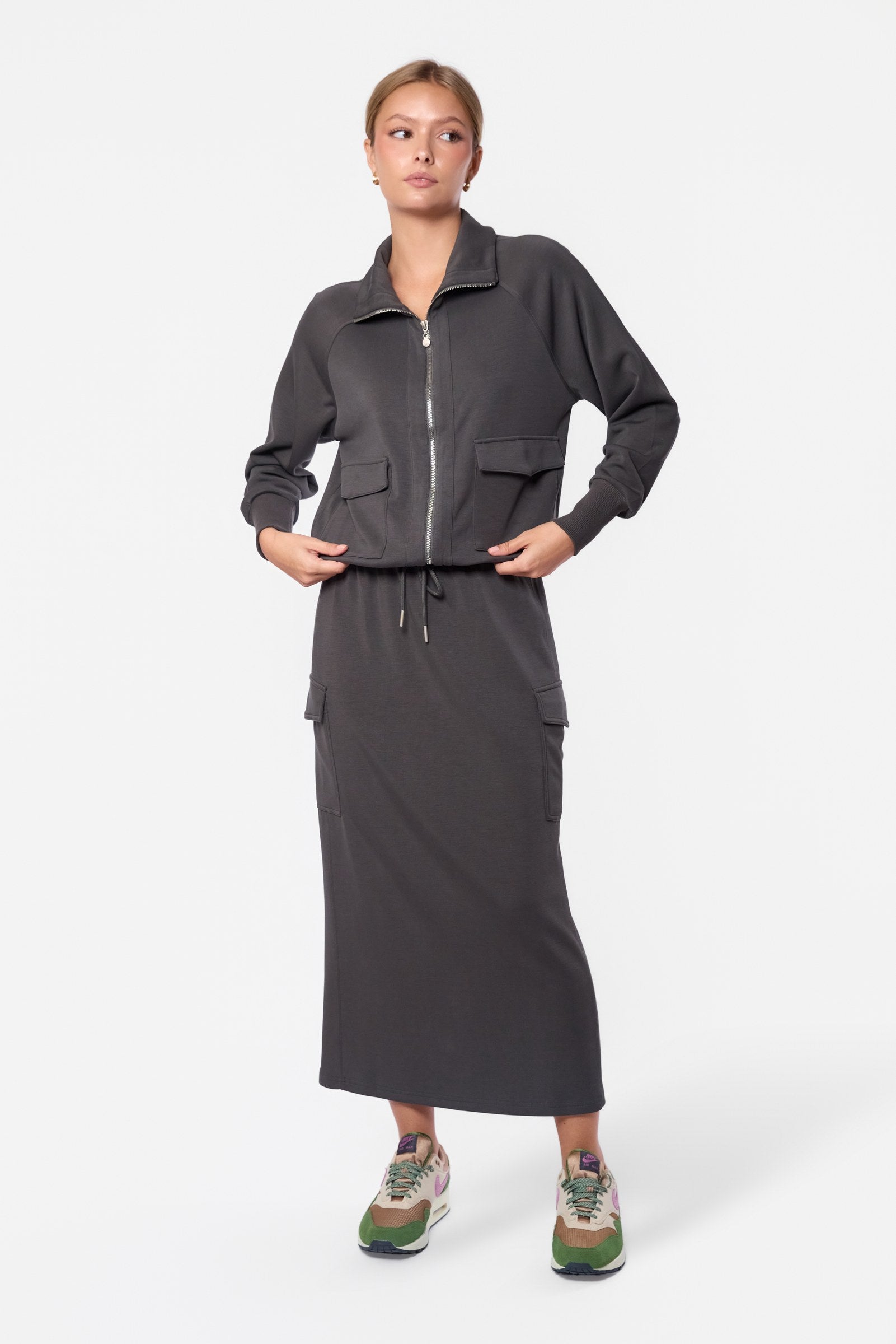 Mina Cargo Skirt 35" (Olive)