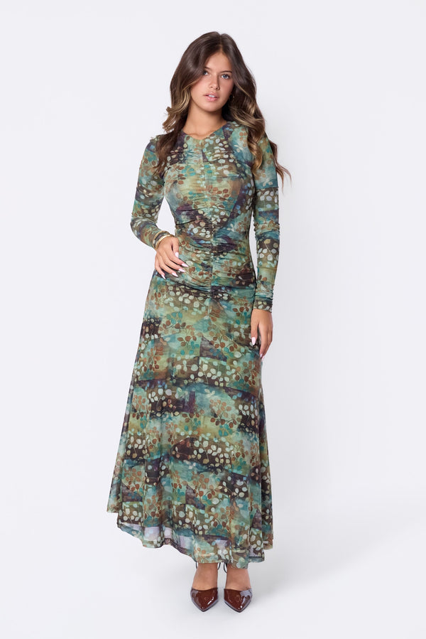 Mariella Dress (Brown Green)
