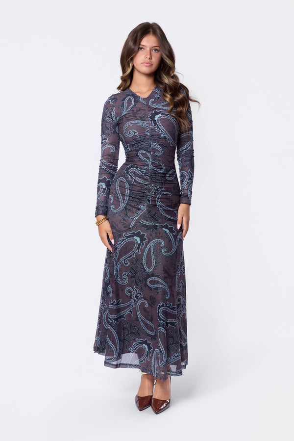 Mariella Dress (Brown Blue)