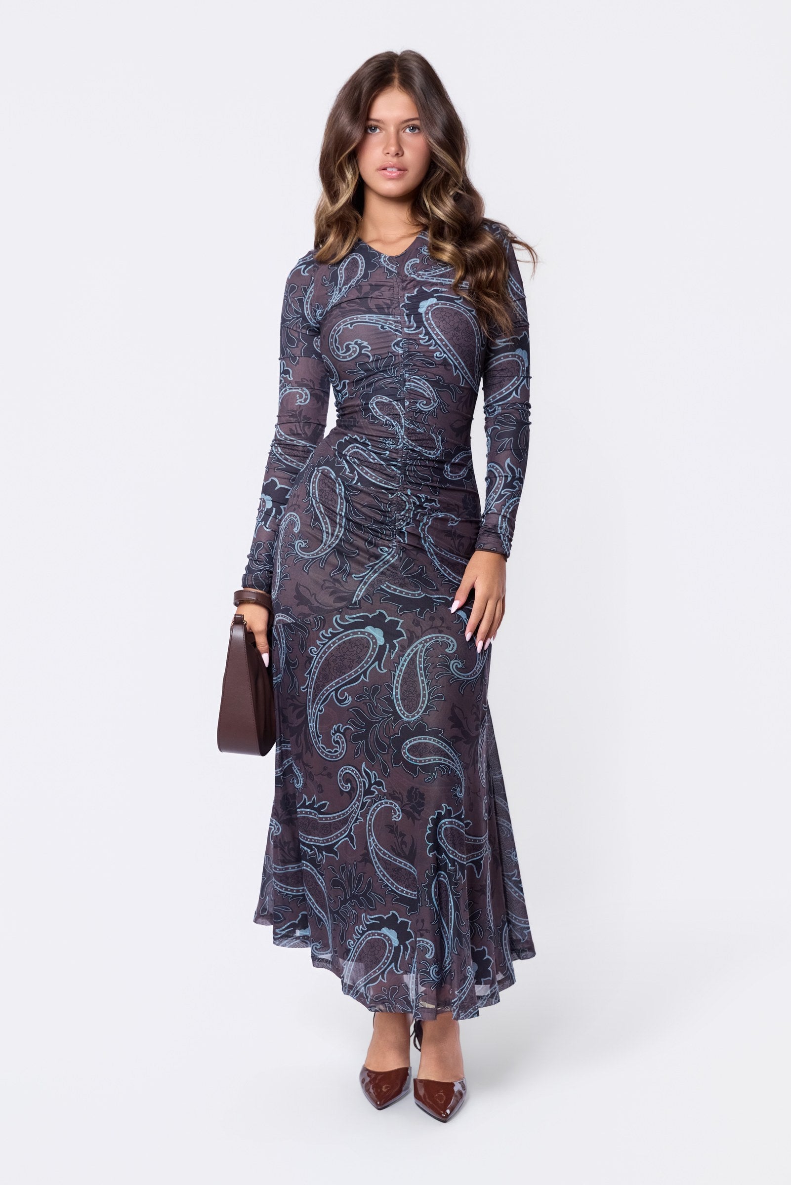 Mariella Dress (Brown Blue)