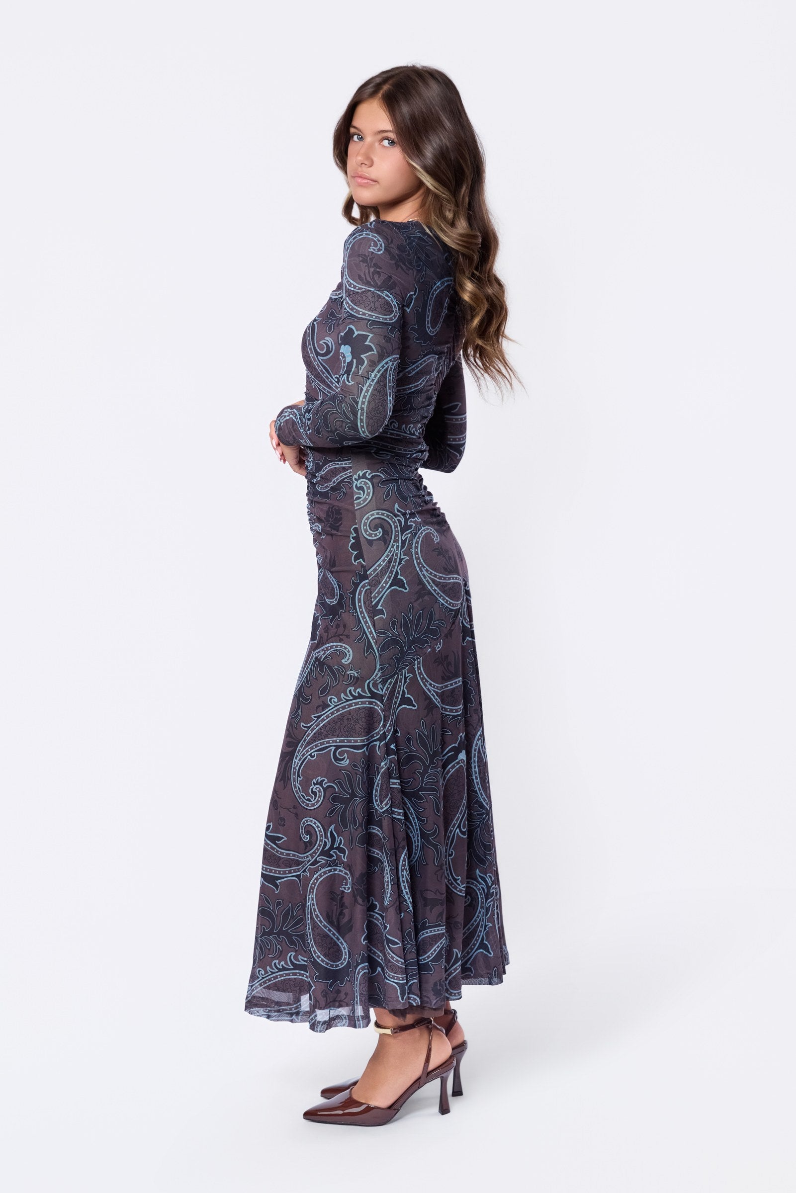 Mariella Dress (Brown Blue)