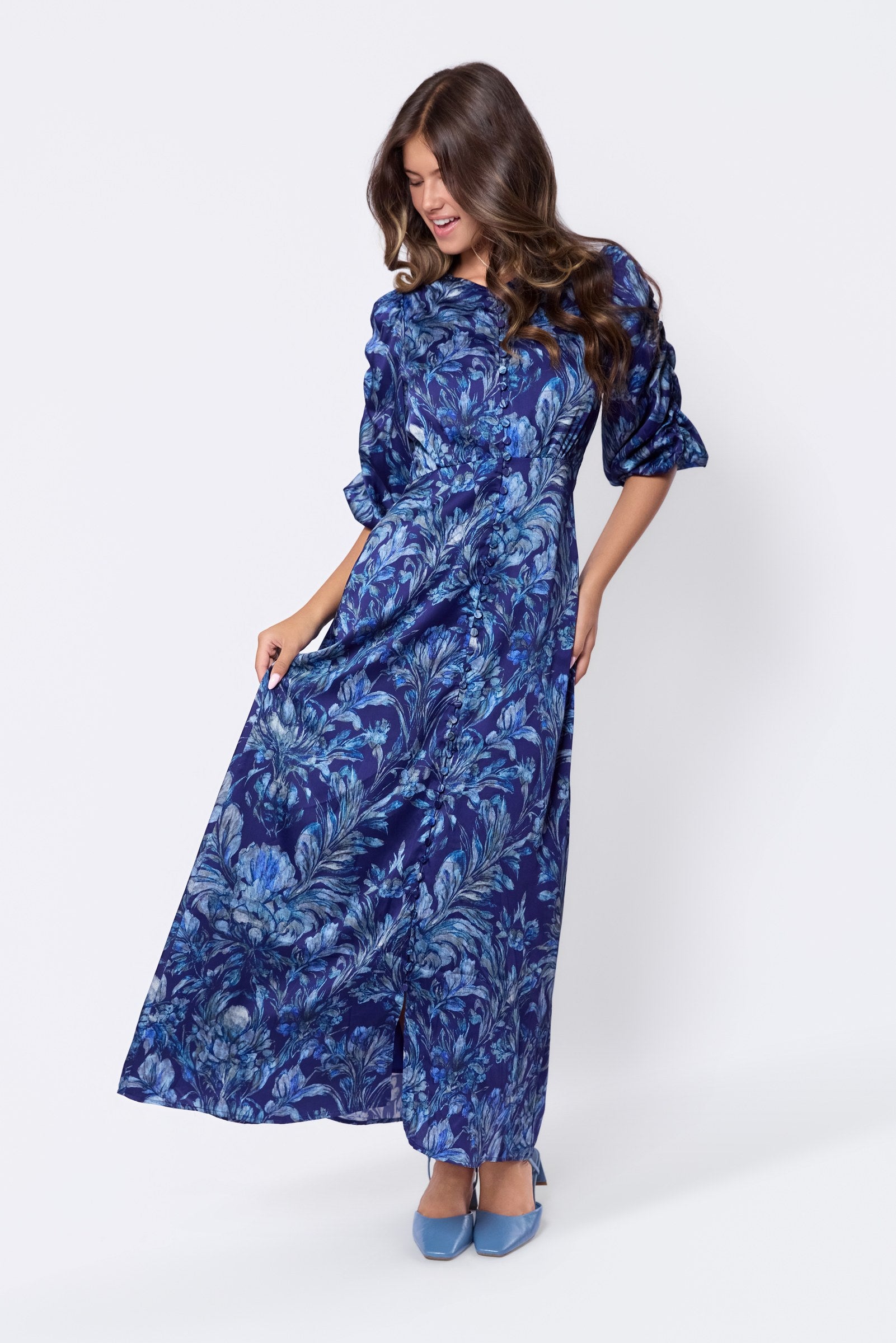 Patricia Dress (Blue Pattern)