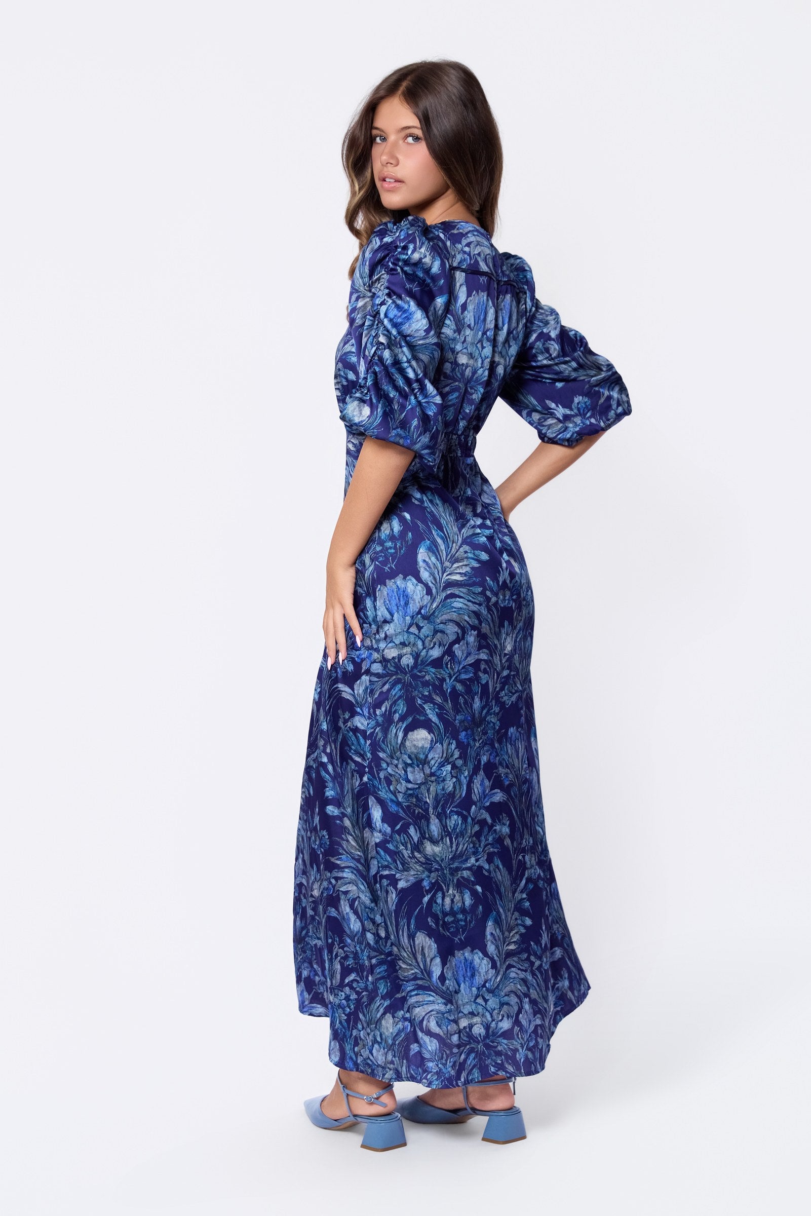 Patricia Dress (Blue Pattern)