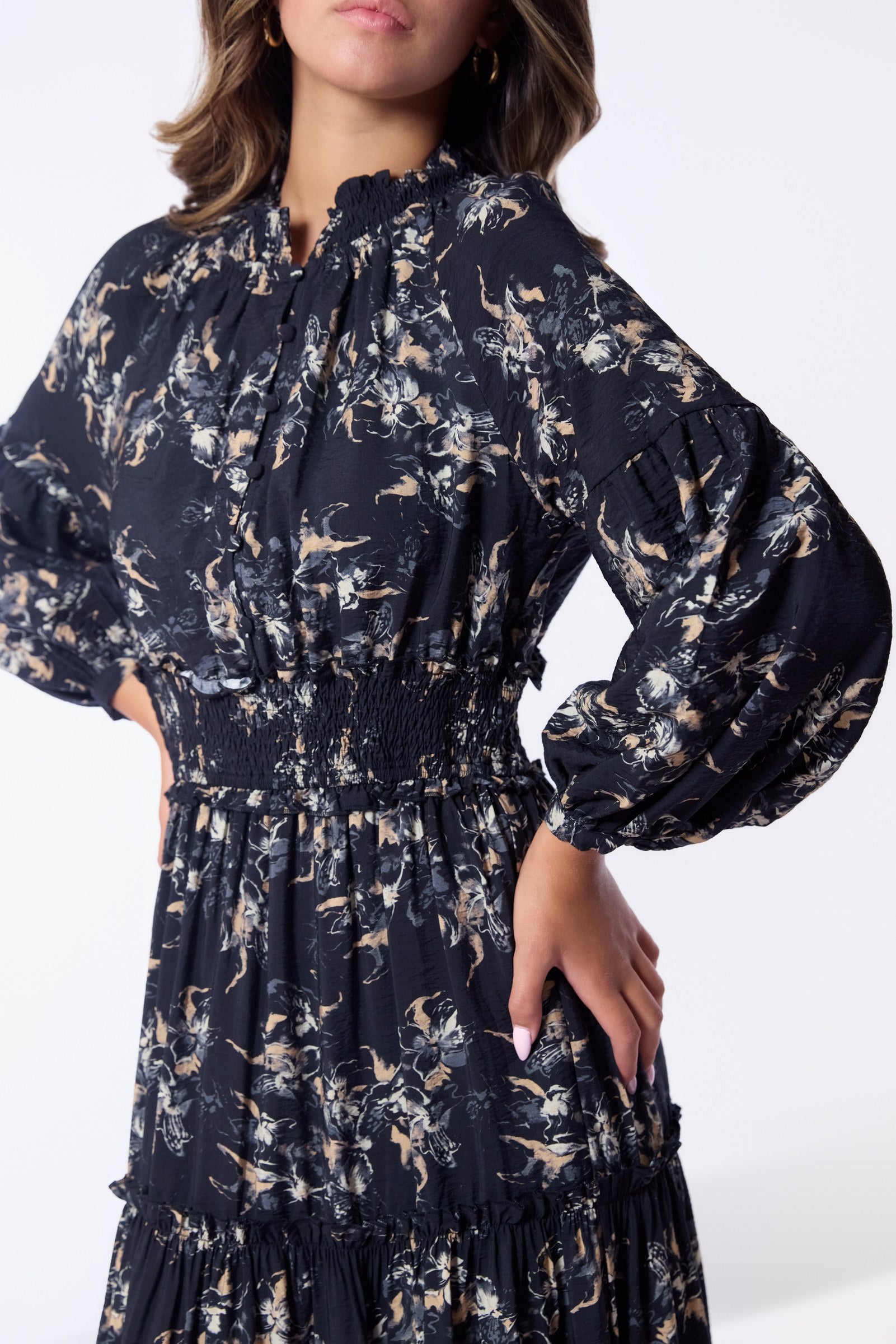 Leslie Dress (Black Ground)