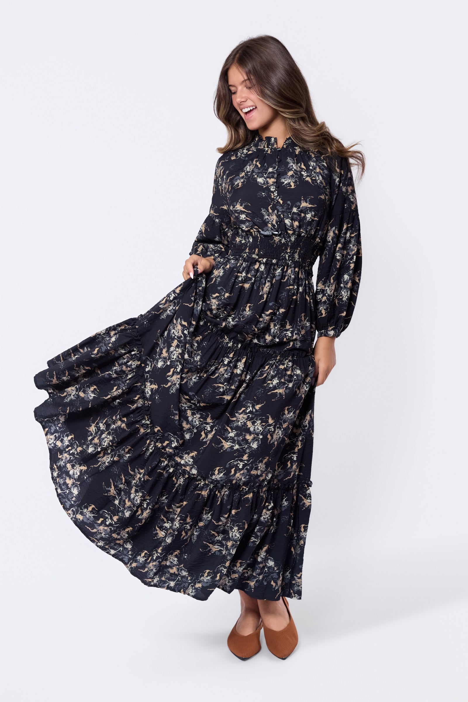 Leslie Dress (Black Ground)