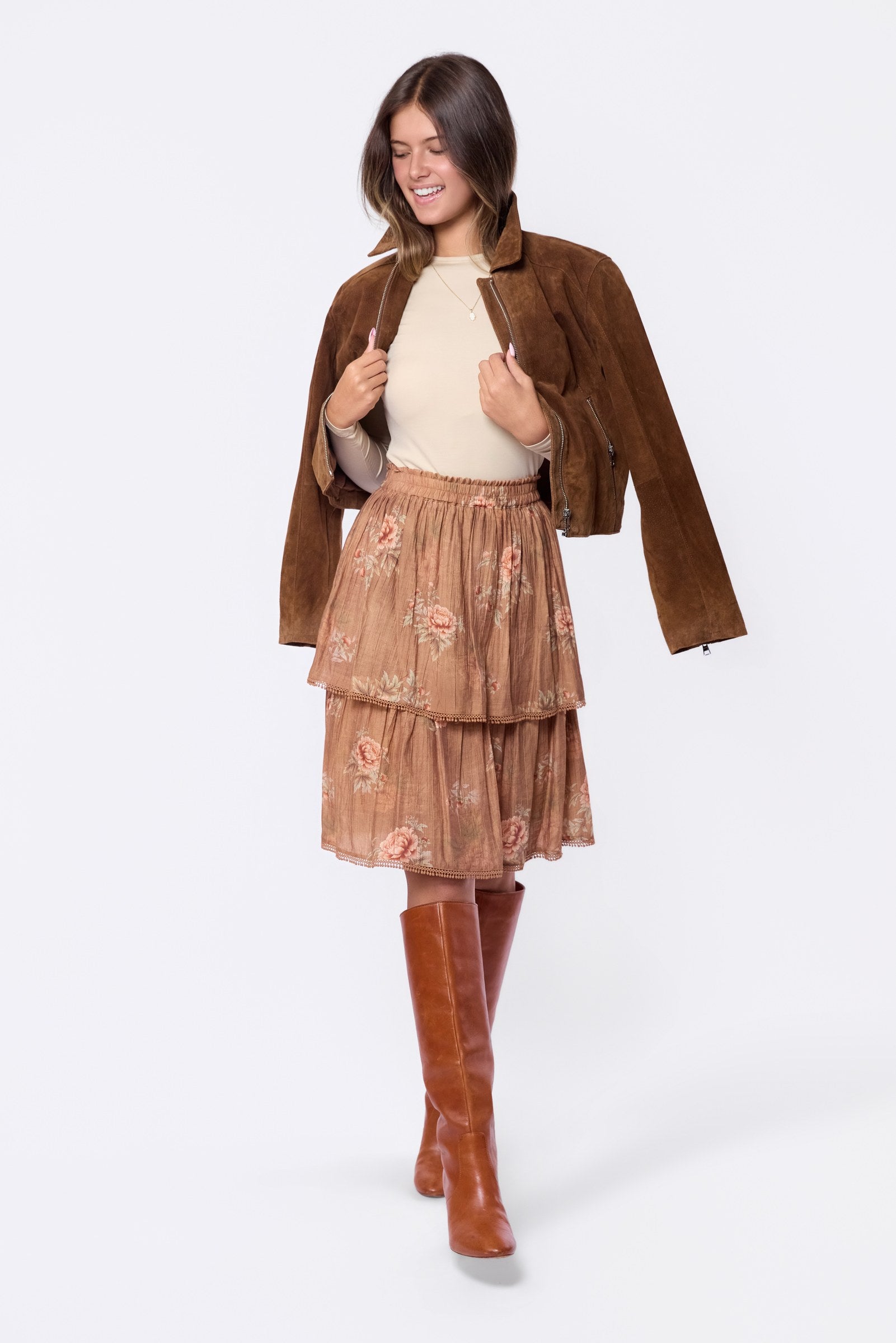 Sara Skirt 23" (Brown Flower)