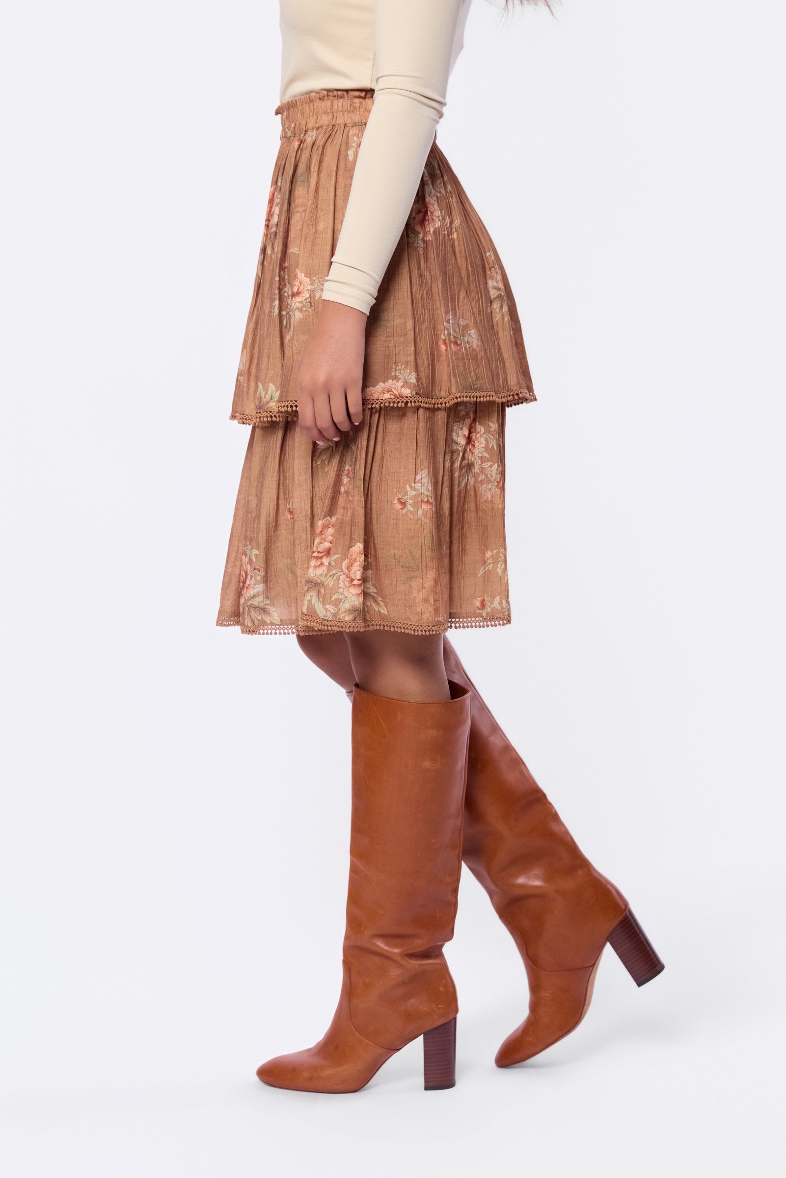 Sara Skirt 23" (Brown Flower)