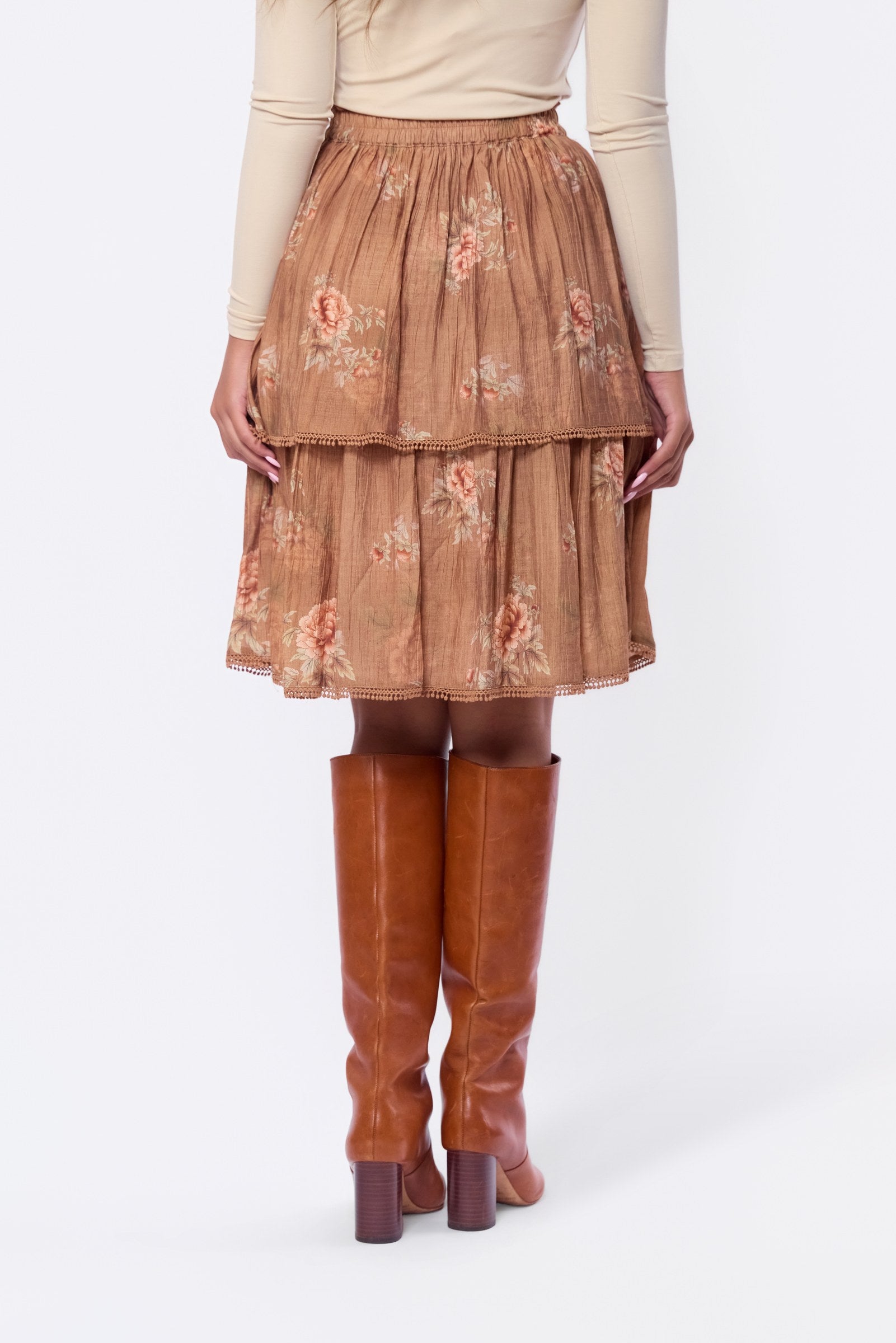 Sara Skirt 23" (Brown Flower)