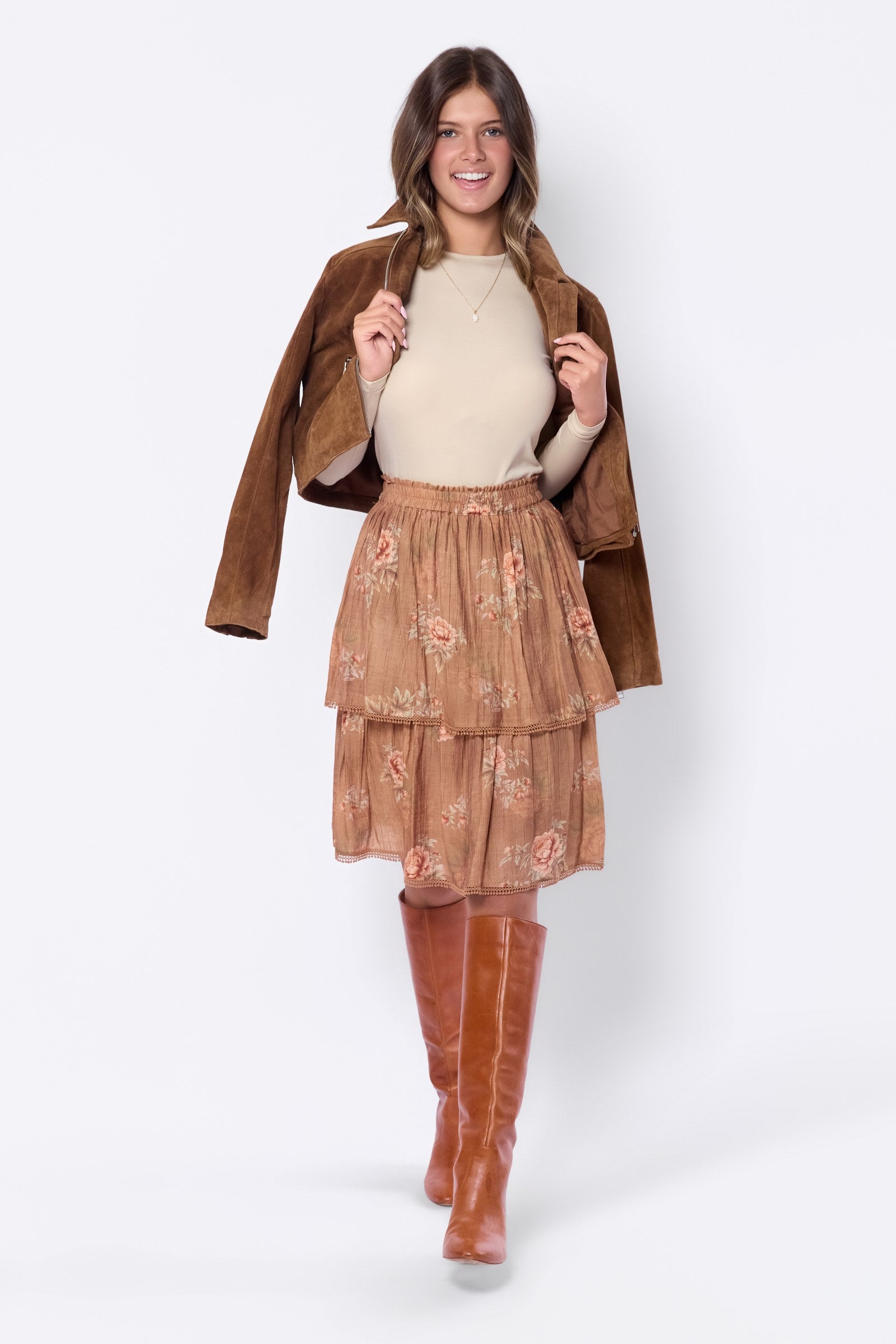 Sara Skirt 23" (Brown Flower)
