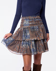 Zena Skirt 20" (Brown Blue)
