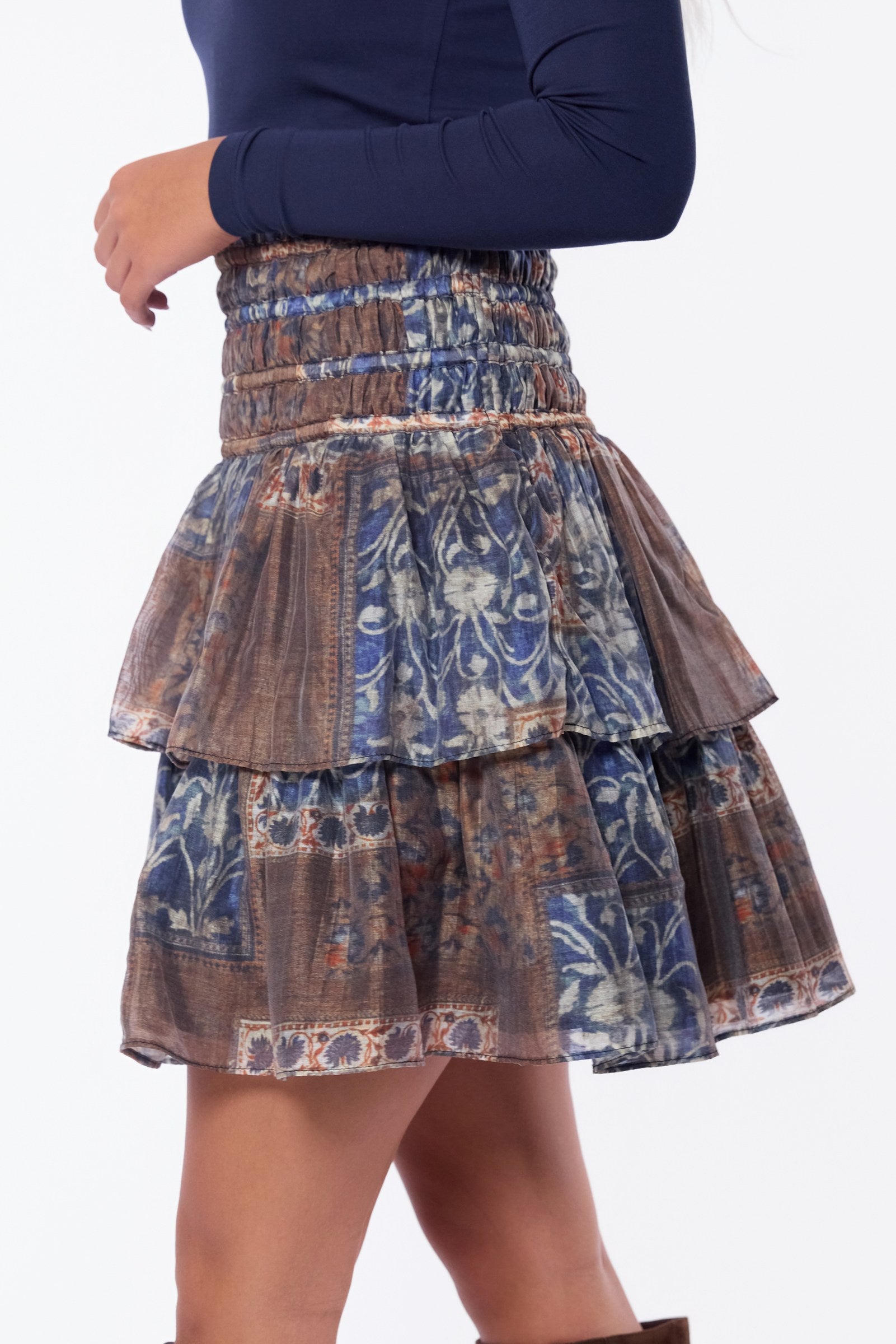 Zena Skirt 20" (Brown Blue)