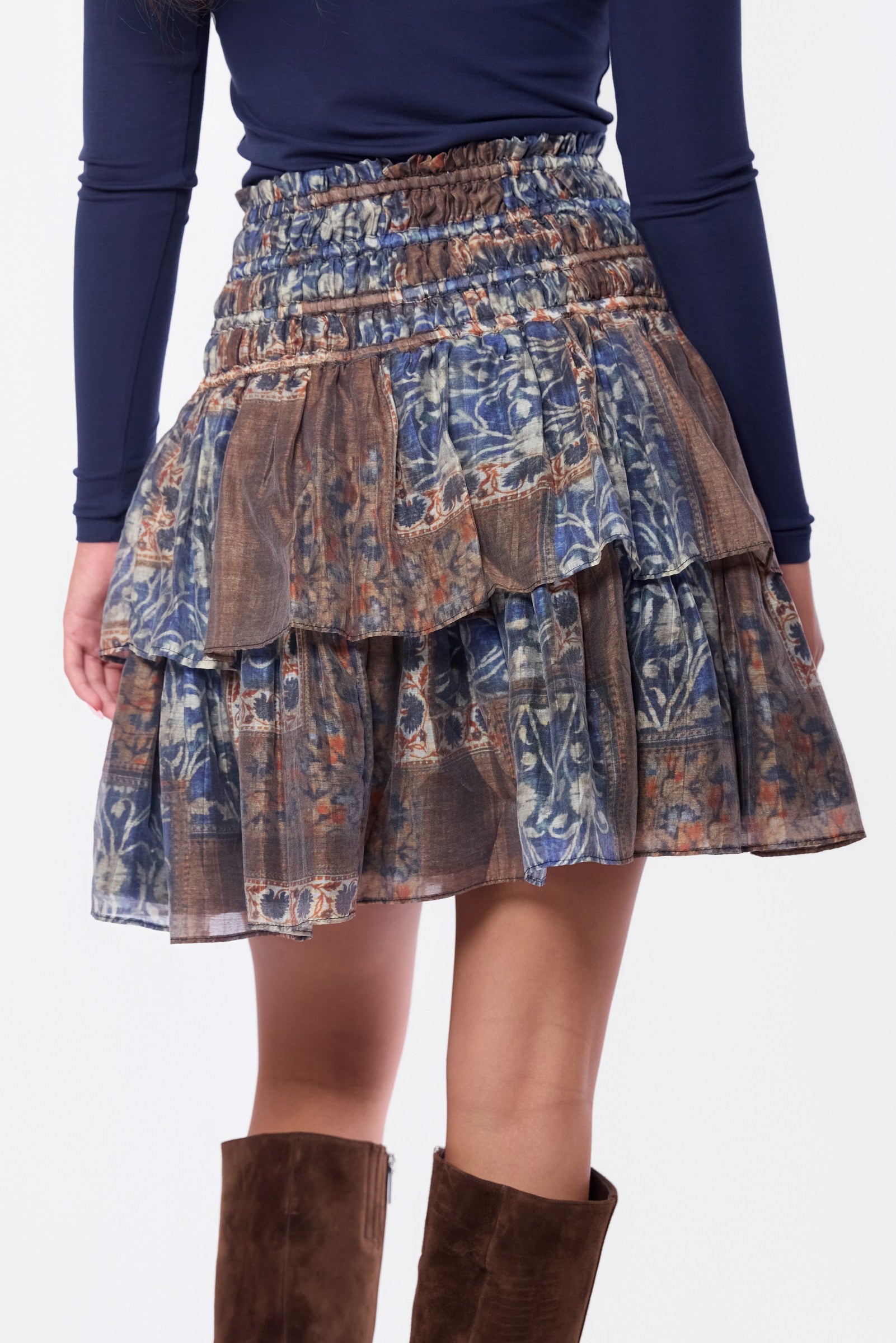 Zena Skirt 20" (Brown Blue)