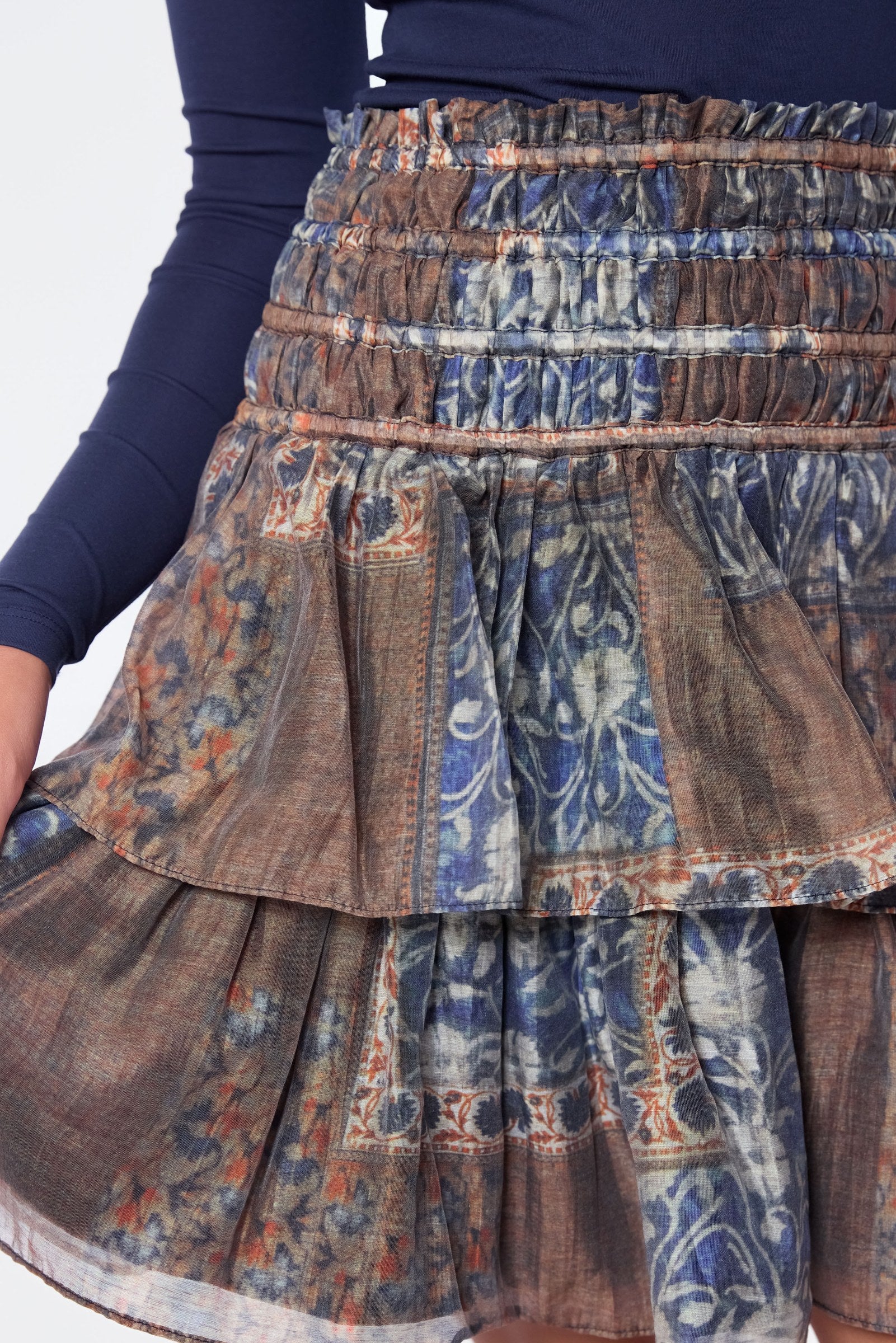 Zena Skirt 20" (Brown Blue)