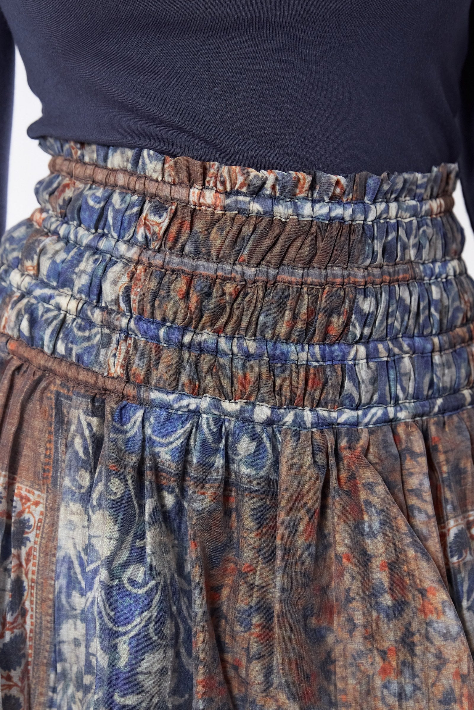 Zena Skirt 23" (Brown Blue)
