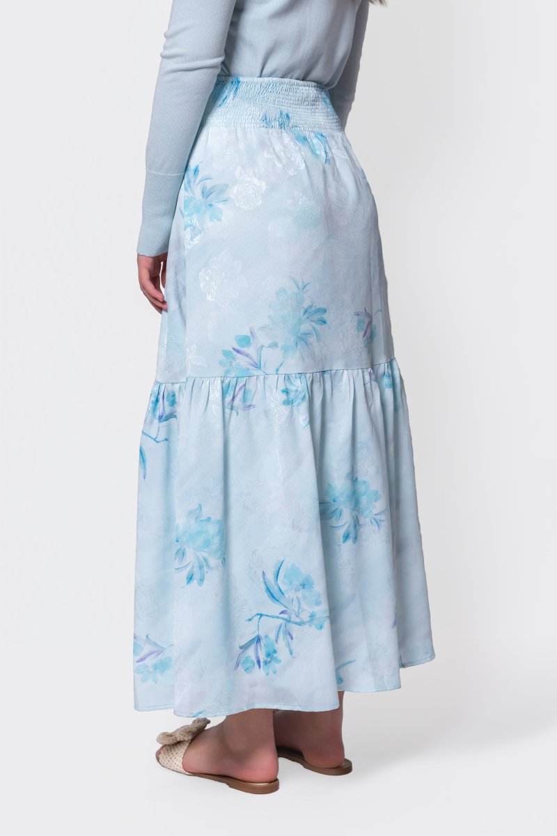 Siena Skirt (Aqua Blue Flower) - Skirt - Yakira Bella