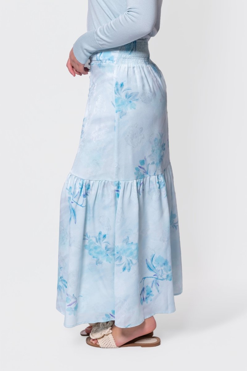 Siena Skirt (Aqua Blue Flower) - Skirt - Yakira Bella