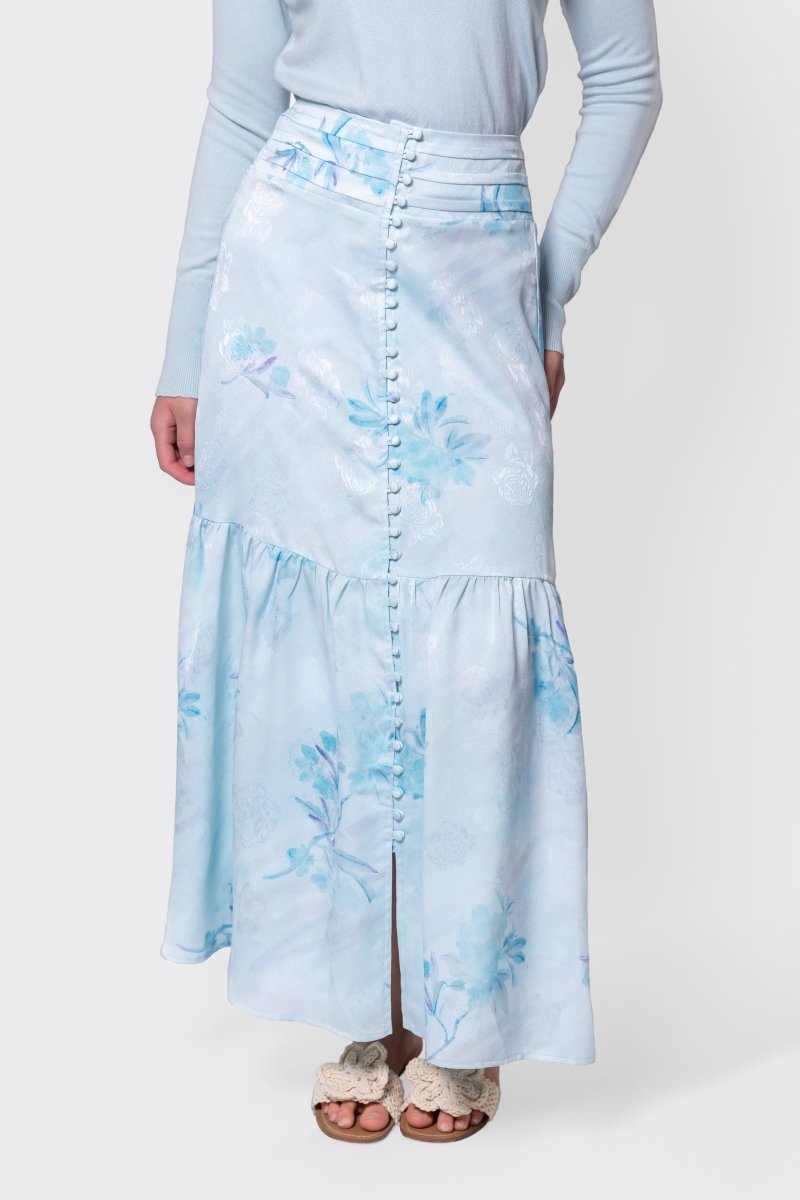 Siena Skirt (Aqua Blue Flower) - Skirt - Yakira Bella