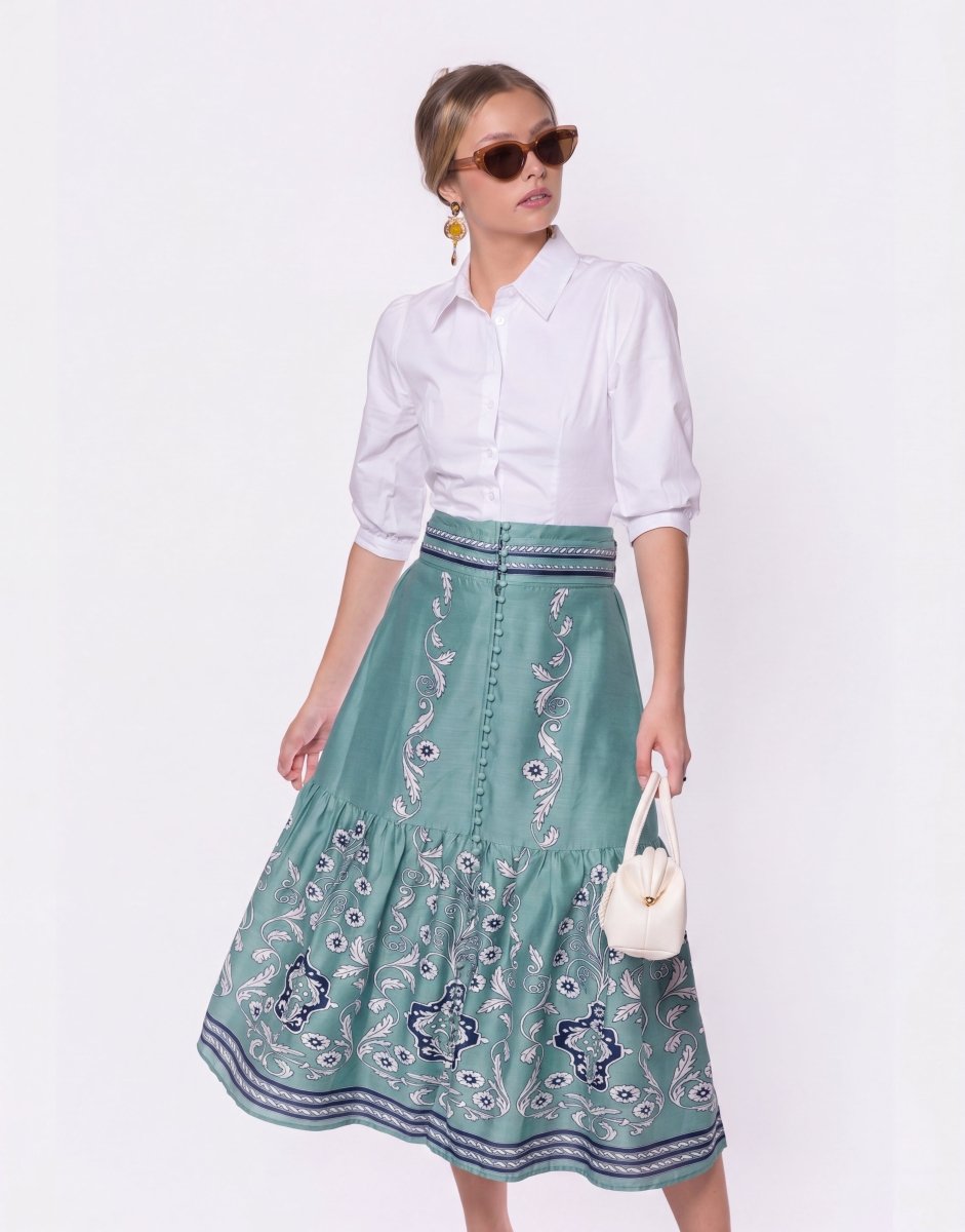 Siena Skirt (Blue Pattern) - Skirt - Yakira Bella