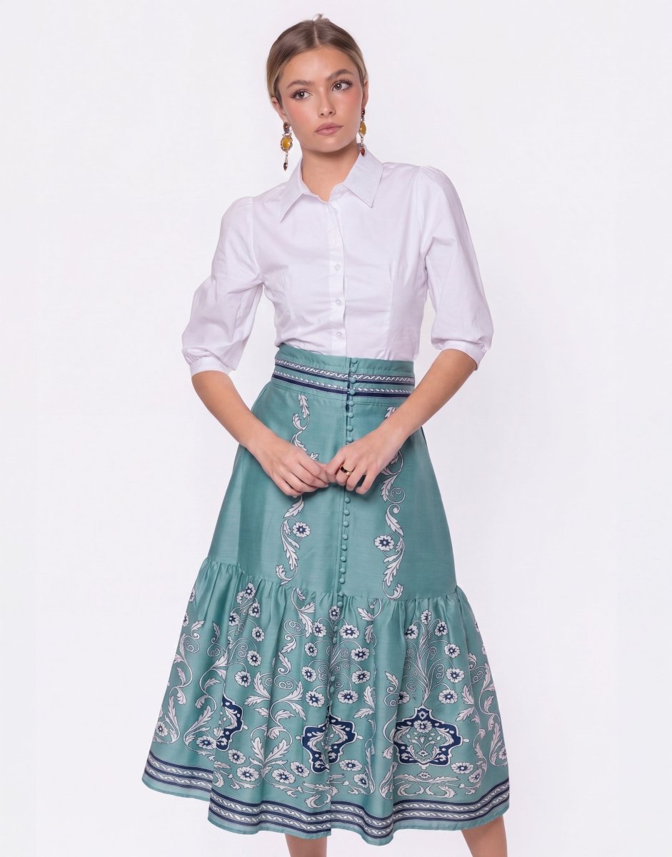 Siena Skirt (Blue Pattern) - Skirt - Yakira Bella
