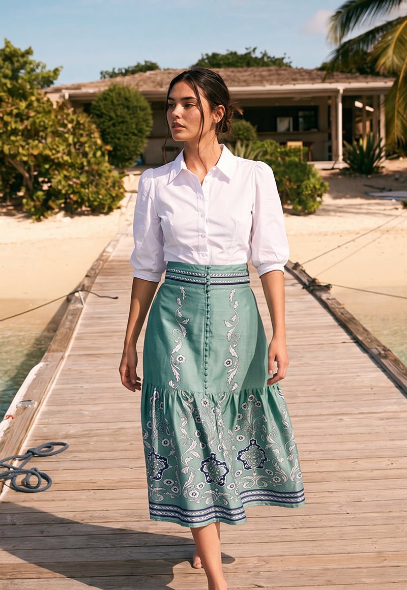 Siena Skirt (Blue Pattern) - Skirt - Yakira Bella