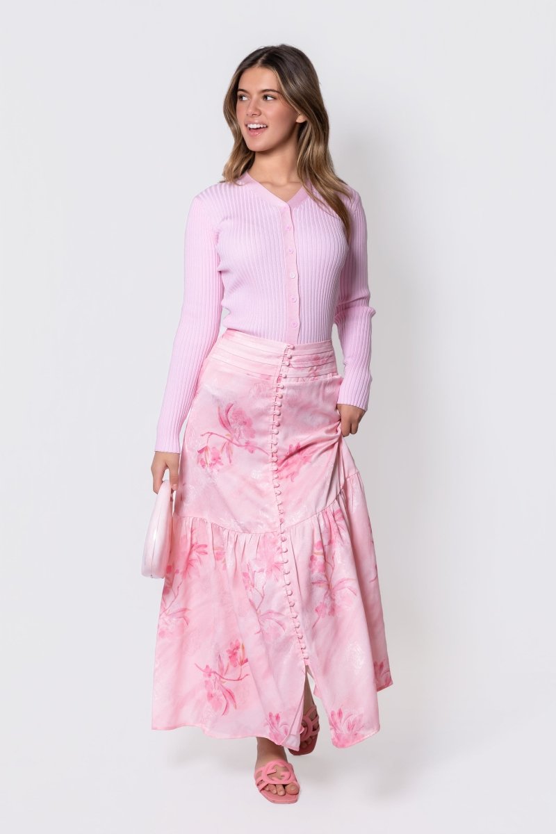 Siena Skirt (Pink Flower) - Skirt - Yakira Bella