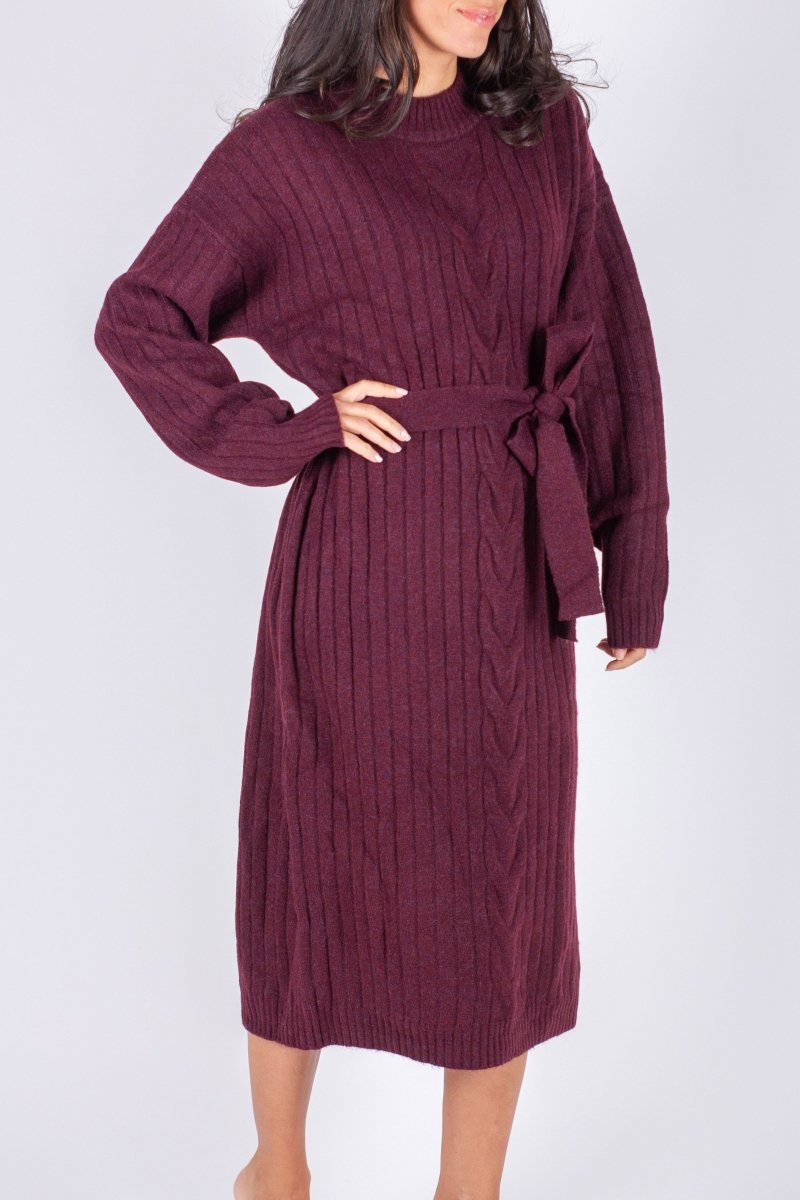 SIMONE DRESS 42" (BURGUNDY) - Dress - Yakira Bella