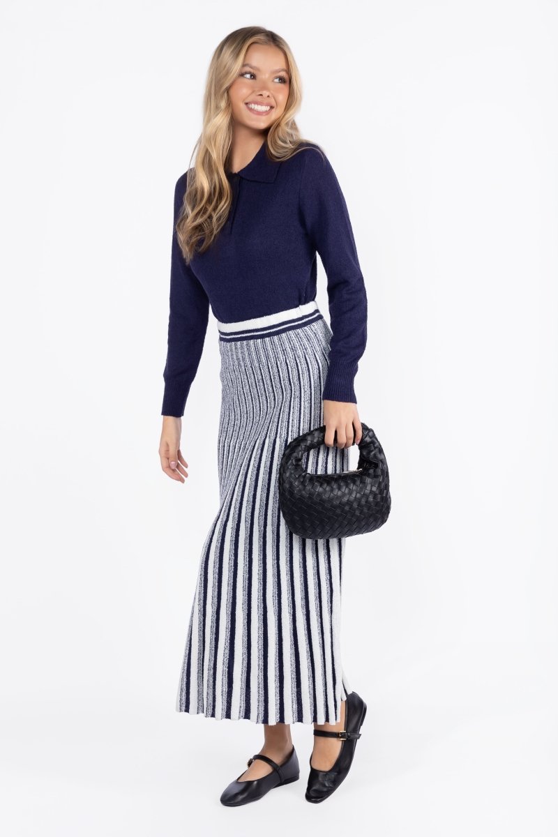 Sophia Skirt (White/Navy) - Skirt - Yakira Bella